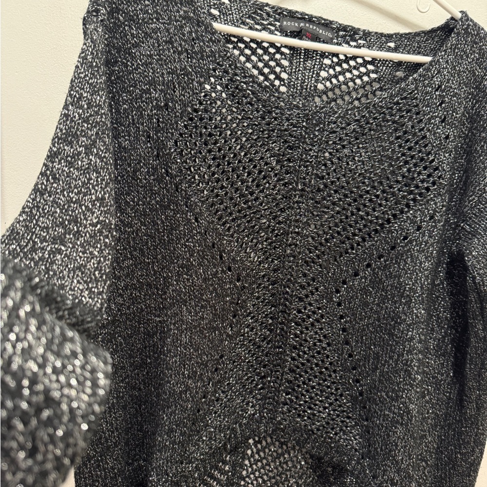 Rock & Republic Metallic Black Sweater